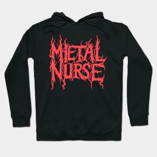 "Metal Nurse: Death Metal Band Logo Parody Design Hoodie